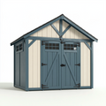 Abri de jardin 240 x 180 cm en bois bleu et crème style grange