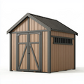 Abri de jardin 200 x 150 x 210 cm en bois brun avec toiture métallique anthracite