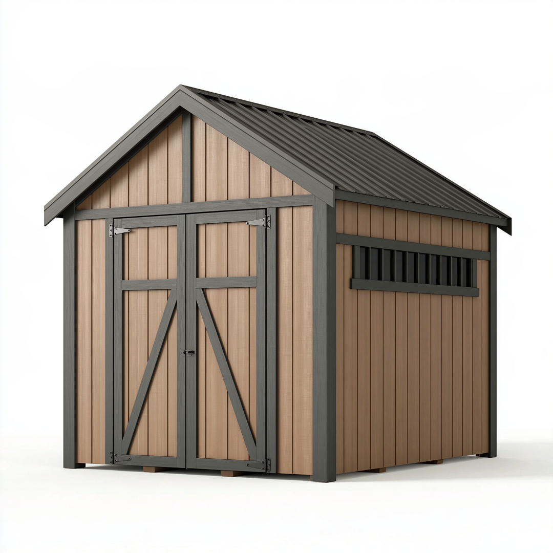 Abri de jardin 200 x 150 x 210 cm en bois brun avec toiture métallique anthracite