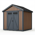 Abri de jardin 200 x 150 x 200 cm en résine marron anthracite à double porte style contemporain