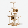Arbre à chat 60 x 60 x 170 cm en bois beige avec poteaux en sisal et niches