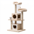 Arbre à chat 60 x 50 x 150 cm en sisal beige avec niches plateformes et griffoirs