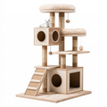 Arbre à chat 70 x 50 x 150 cm beige en panneaux et sisal avec niches plateformes et griffoirs