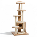 Arbre à chat 60 x 60 x 170 cm en bois beige avec poteaux en sisal et plateformes
