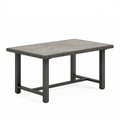 Table de jardin 150 x 90 x 75 cm en métal gris avec plateau effet pierre style contemporain