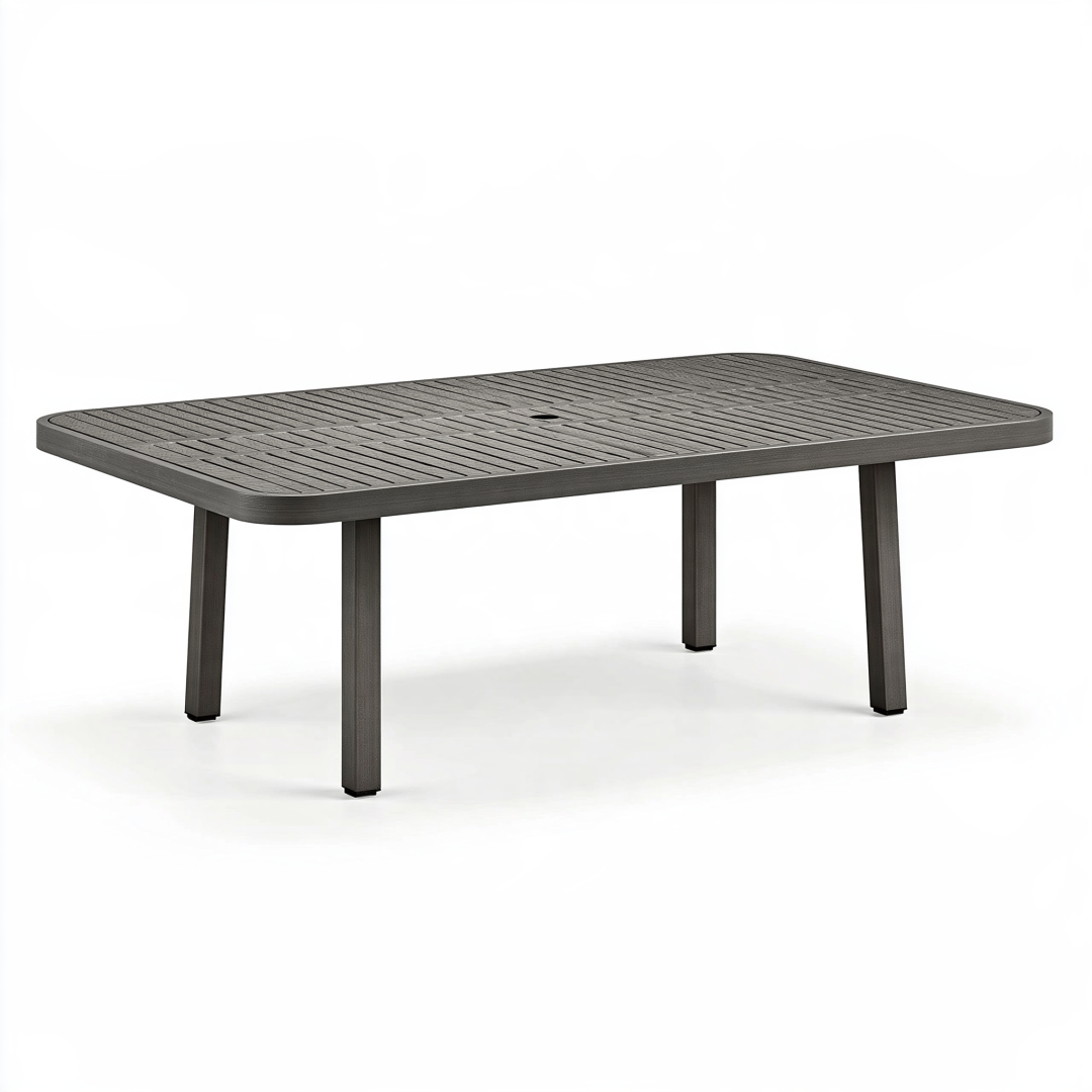 Table de jardin rectangulaire 180 x 90 x 75 cm en aluminium gris anthracite avec plateau à lattes