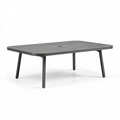 Table de jardin rectangulaire 150 x 90 cm anthracite en plastique et métal avec trou de parasol
