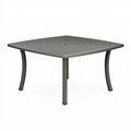 Table de jardin carrée 100 x 100 cm en aluminium gris avec trou de parasol
