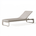 Transat extérieur 200 cm en métal beige avec dossier inclinable