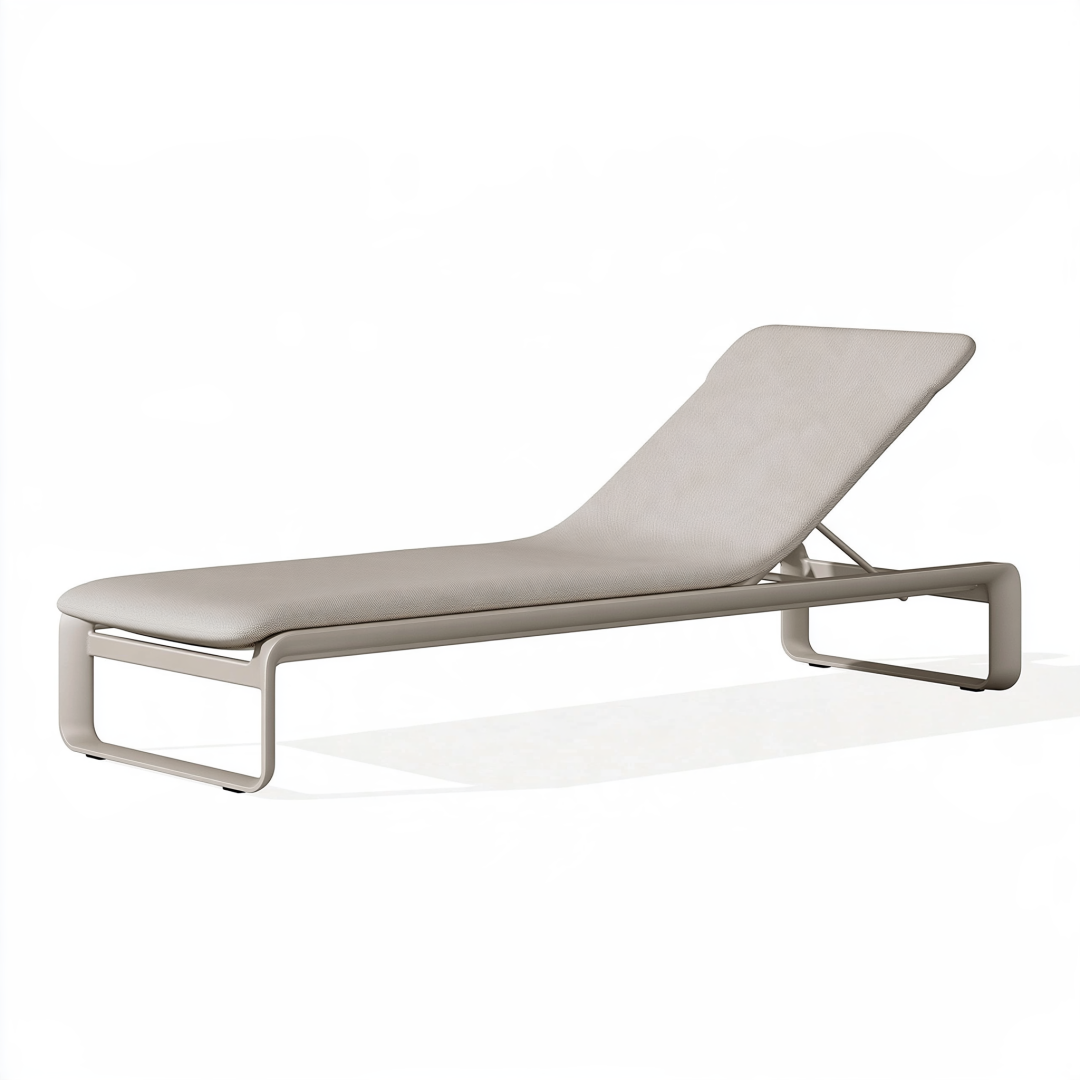 Transat extérieur 200 cm en métal beige avec dossier inclinable