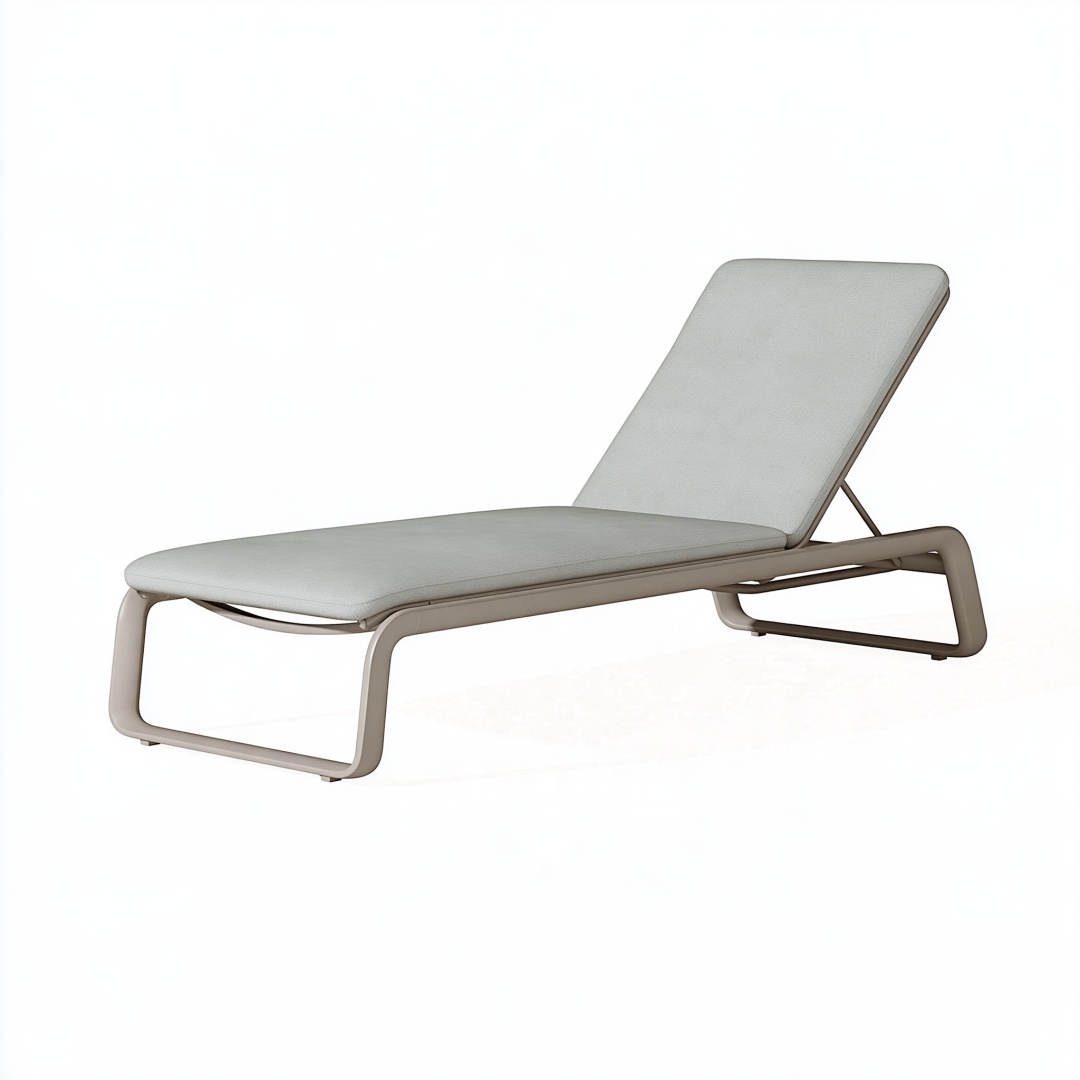 Chaise longue de jardin 195 x 65 cm en métal taupe avec dossier inclinable