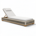 Chaise longue d'extérieur 200 x 75 cm bois et corde beige inclinable