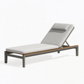 Chaise longue de jardin 200 cm métal et bois gris réglable