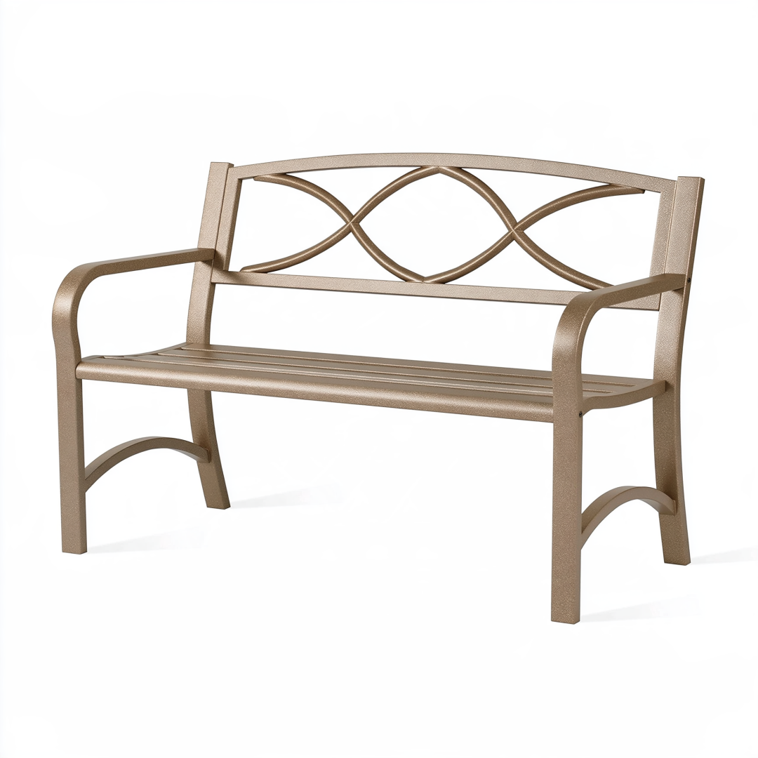 Banc de jardin 120 x 60 x 88 cm en acier taupe style classique