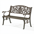 Banc de jardin 122 x 62 x 92 cm en métal bronze style classique décoratif