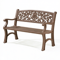 Banc de jardin 122 x 62 x 84 cm en aluminium brun à dossier floral style classique