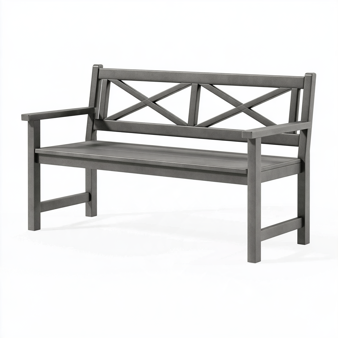Banc de jardin 120 x 60 x 90 cm en acier gris foncé à croisillons