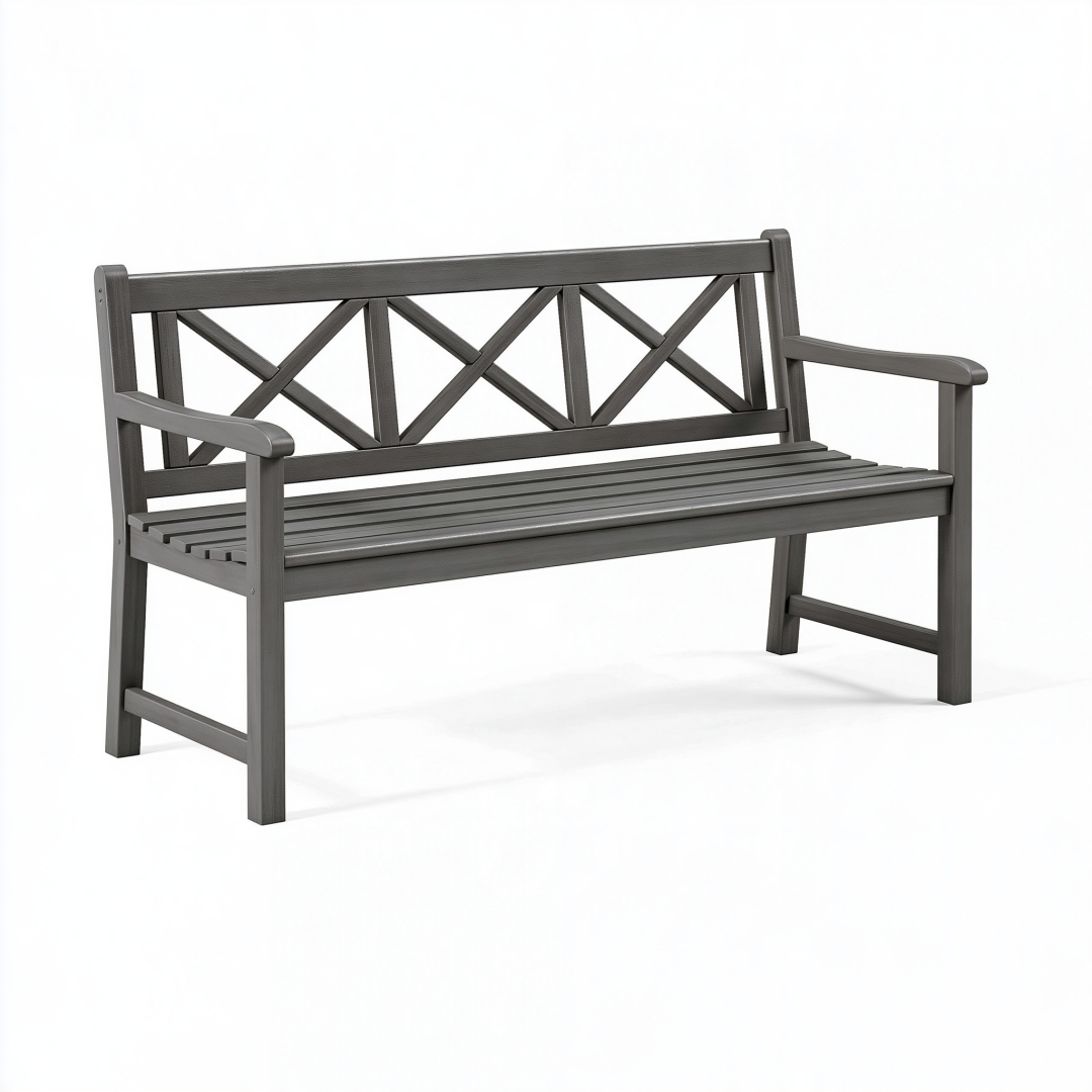 Banc de jardin 122 x 61 x 86 cm en polypropylène anthracite style classique
